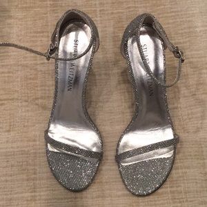 Stuart Weitzman silver ankle strap sandal